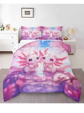 Full Size Pink Axolotl Fantasy Comforter Set